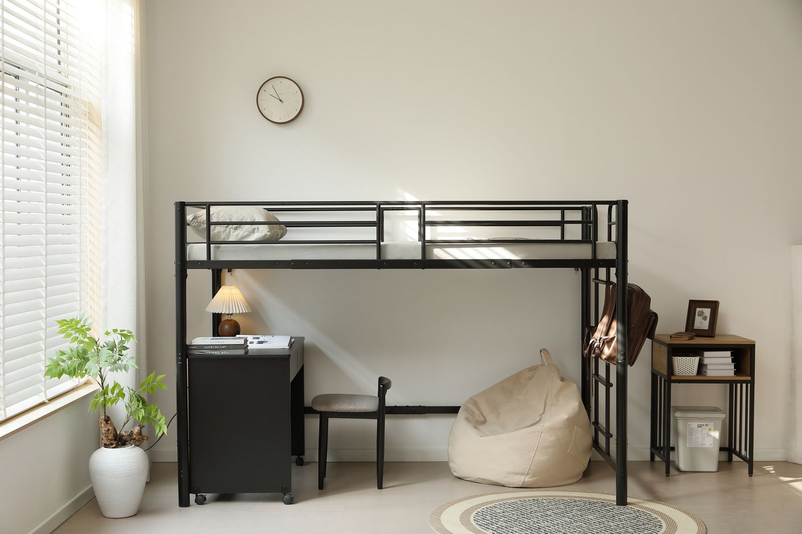 高さ140cm】ロフトベッド パイプベッド シングル 耐荷重150kg システム