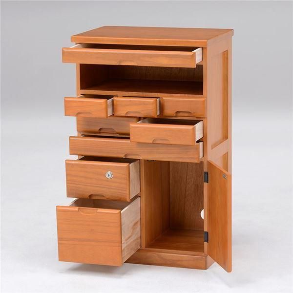 桐製 FAX台/電話台 〔鍵付 ナチュラル〕 幅48×奥行32×高さ78cm 木製