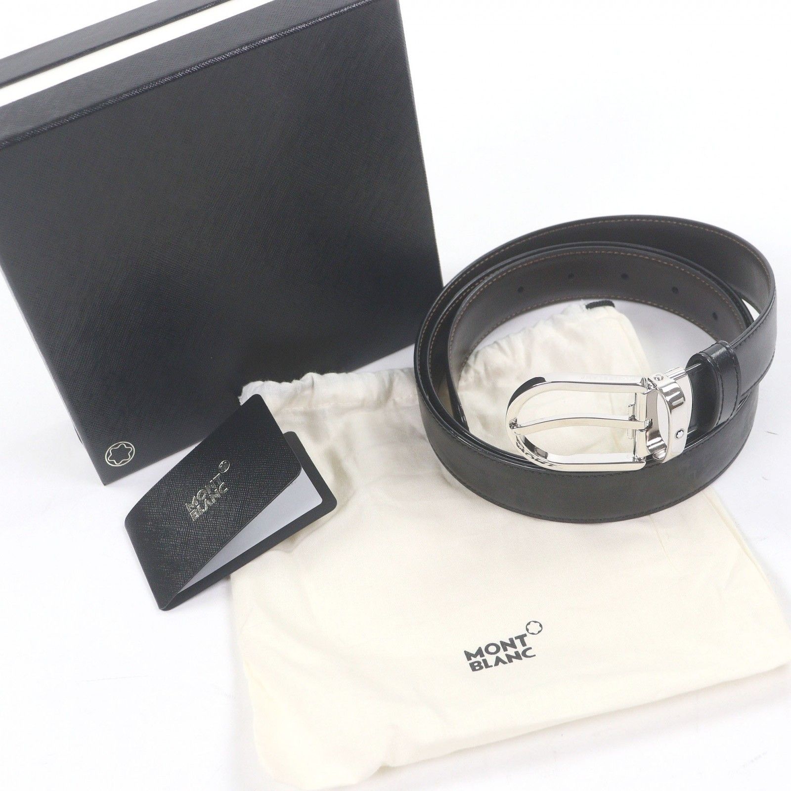 極美品□MONTBLANC モンブラン ホワイトスター リバーシブル ホース