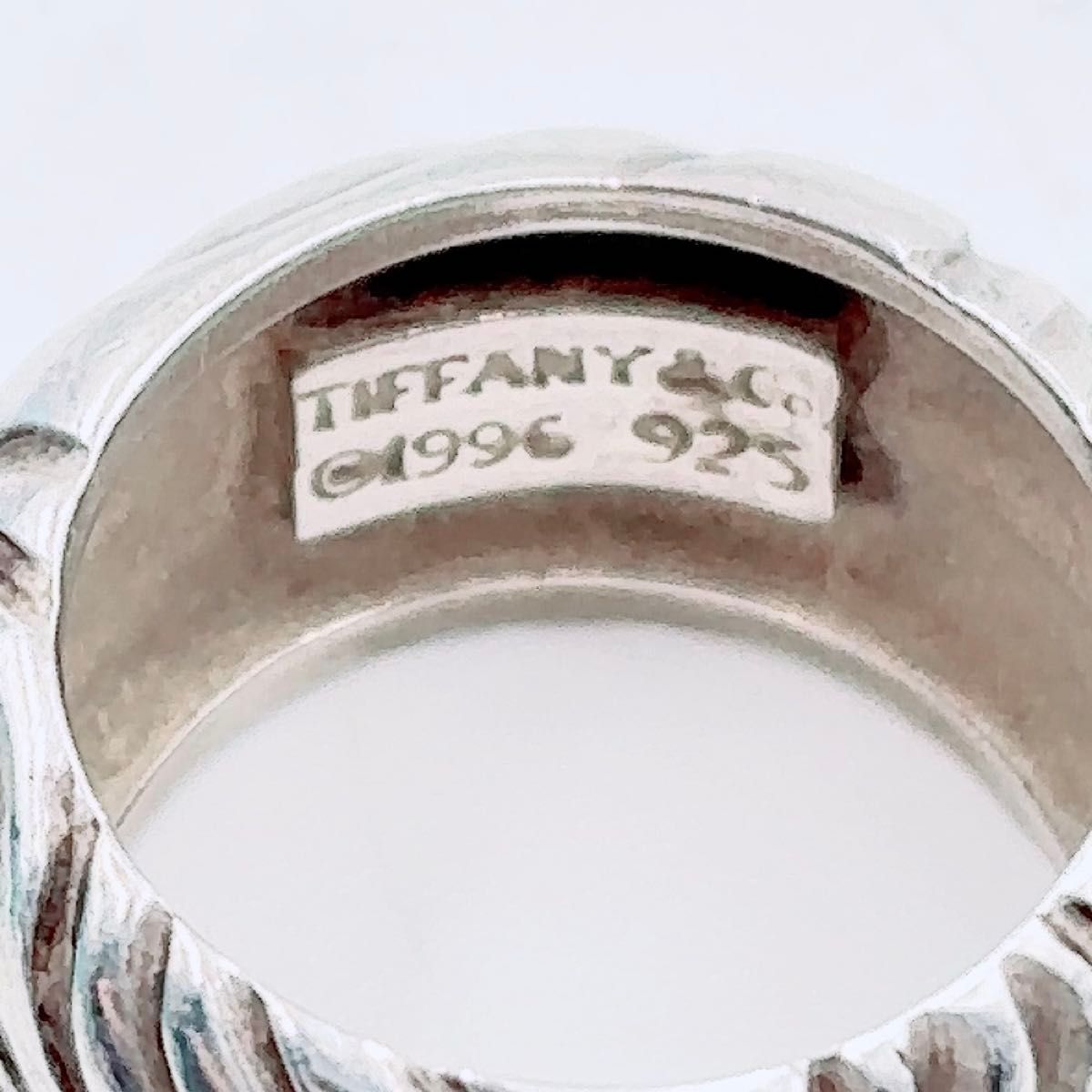 ティファニー TIFFANY 木目 モクメ ウェーブ リング ワイド シルバー