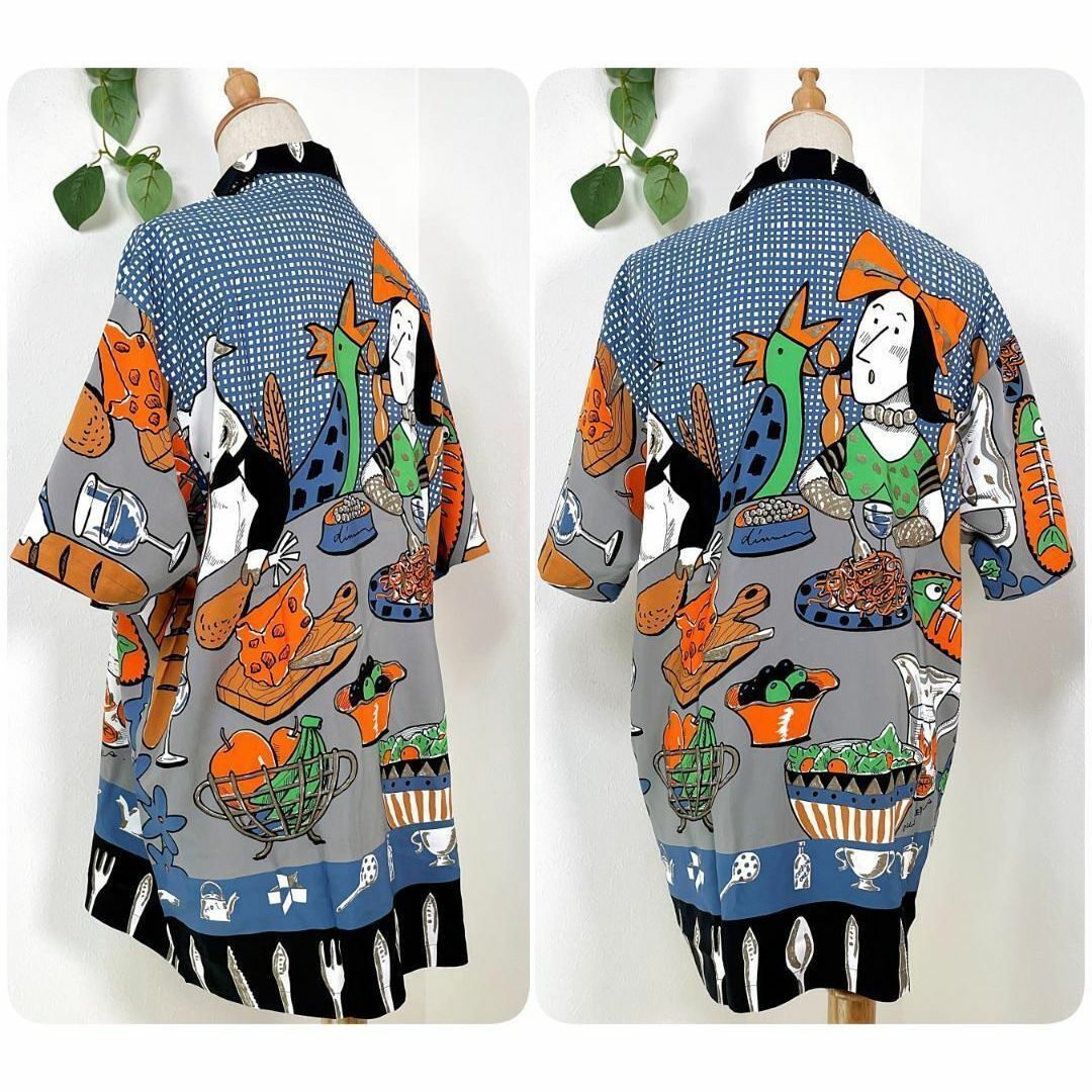 良品】 ALBEROBELLO アルベロベロ 半袖 シャツ 総柄 ブラウス デザイン