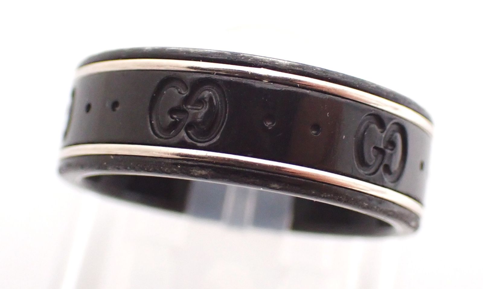 美品 GUCCI(グッチ) アイコンリング 750/CE 2.3g 17号 ブラック