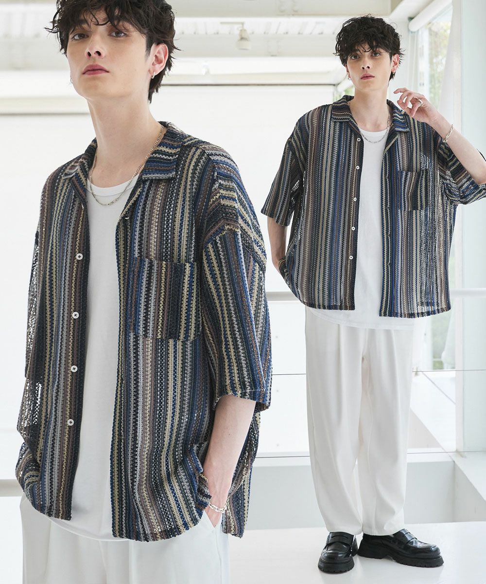 セットアップ 3点セット】 ルーズシルエット半袖オープンカラー