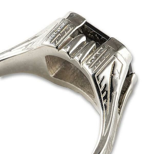 CALEE キャリー Cut stone silver ring -black cubic-