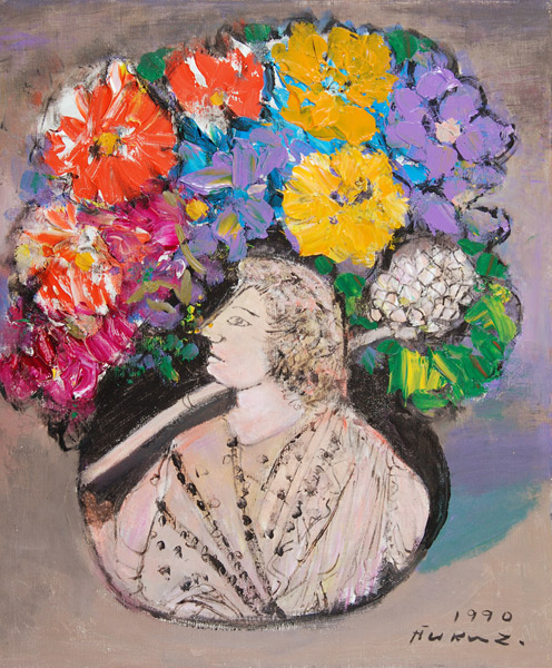 福沢一郎 「花 五世紀頃のエトルリー製壷から」 油彩8号｜【Arts Ship