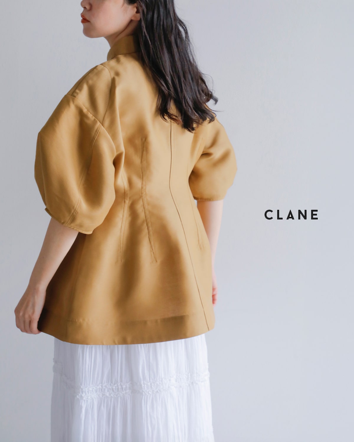 40%OFF】CLANE クラネ ウエスト シェイプ パフスリーブ シャツ 18122