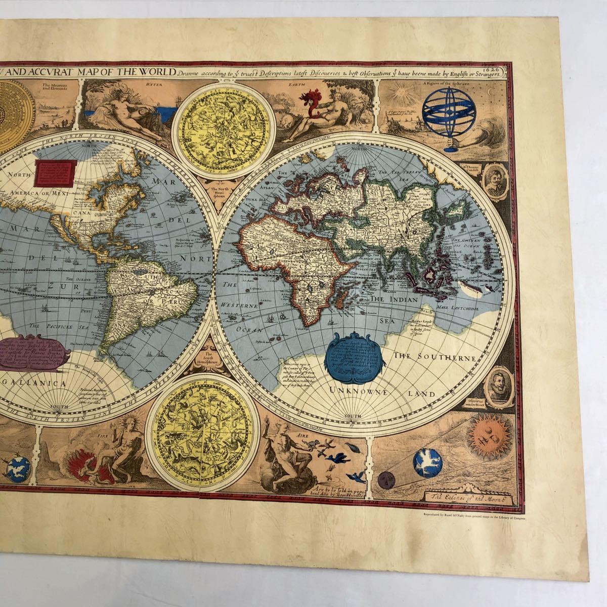 1627年 世界地図 古地図ポスター Rand MqNally製 【公式通販】