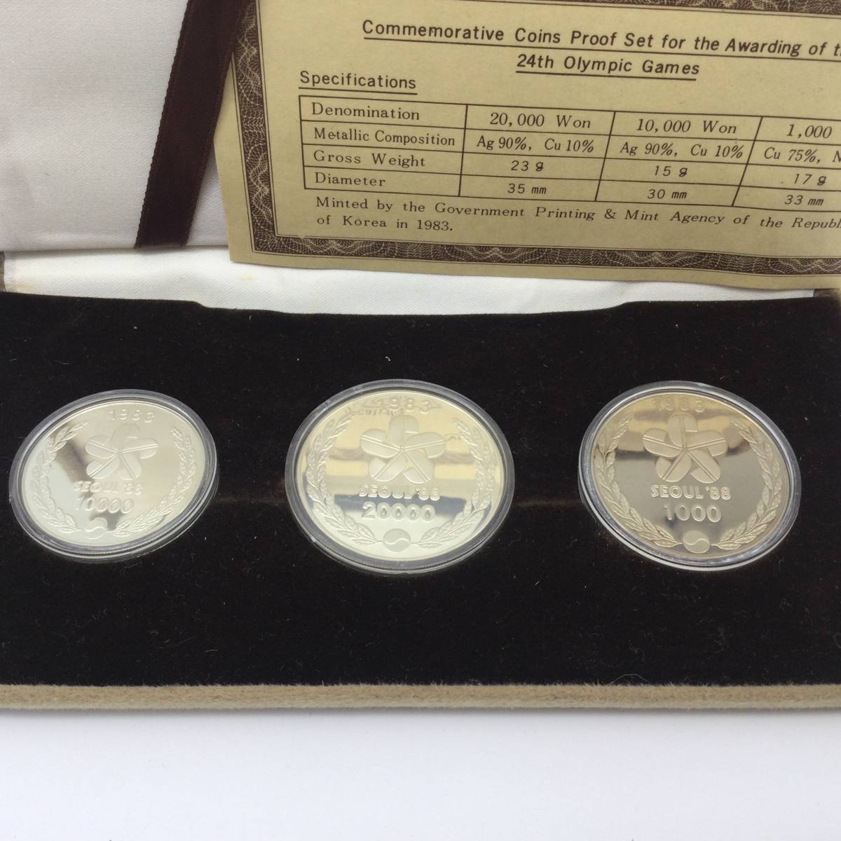 7142】韓国 1983年 ソウルオリンピック 開催記念 銀貨 コインセット