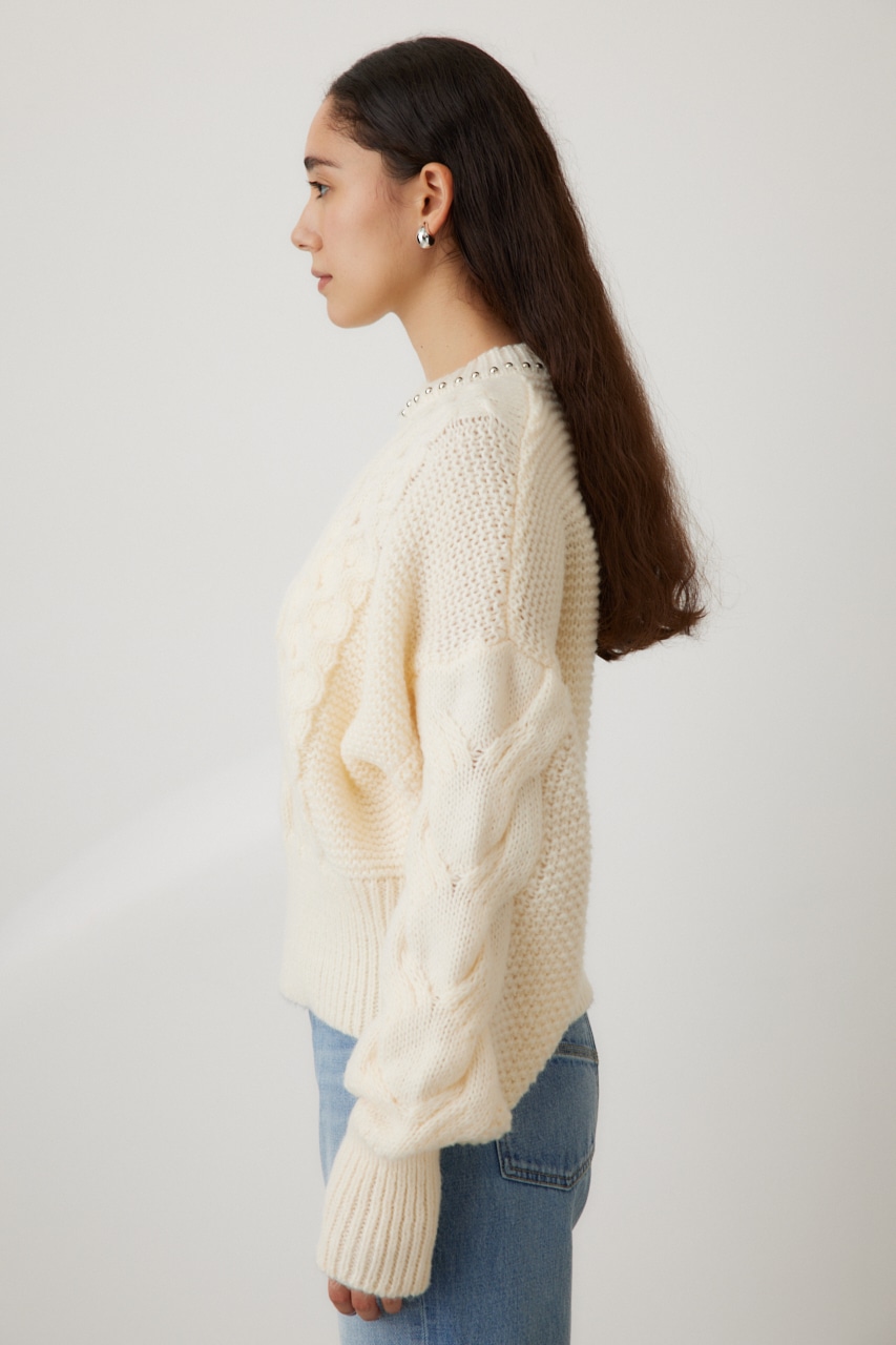 crie conforto】スタッズケーブルニット｜WOMEN｜254HAT70-078I｜AZUL