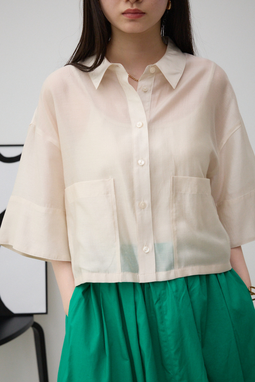 ワイドスリーブ五分袖シアーシャツ｜WOMEN｜250HSM30-305D｜AZUL BY