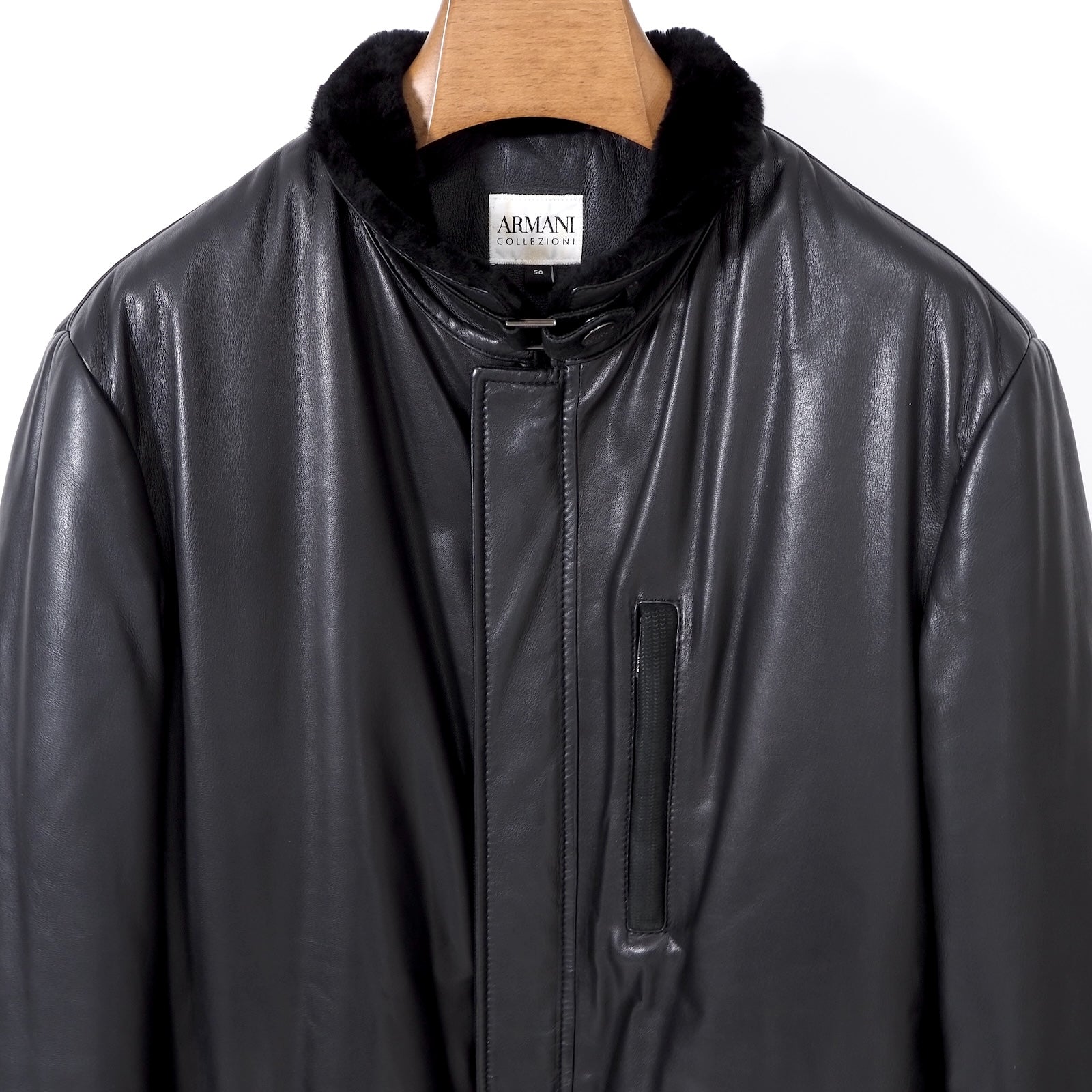 アルマーニコレツォーニ ARMANI COLLEZIONI 中綿入り ファー レザー