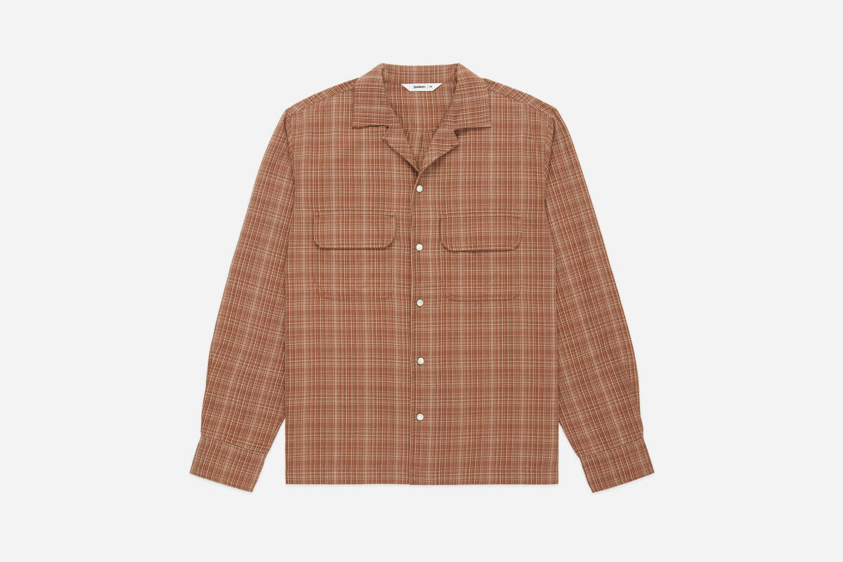 3sixteen Open Collar Shirt - Amber Micro Plaid – Berkeley Supply