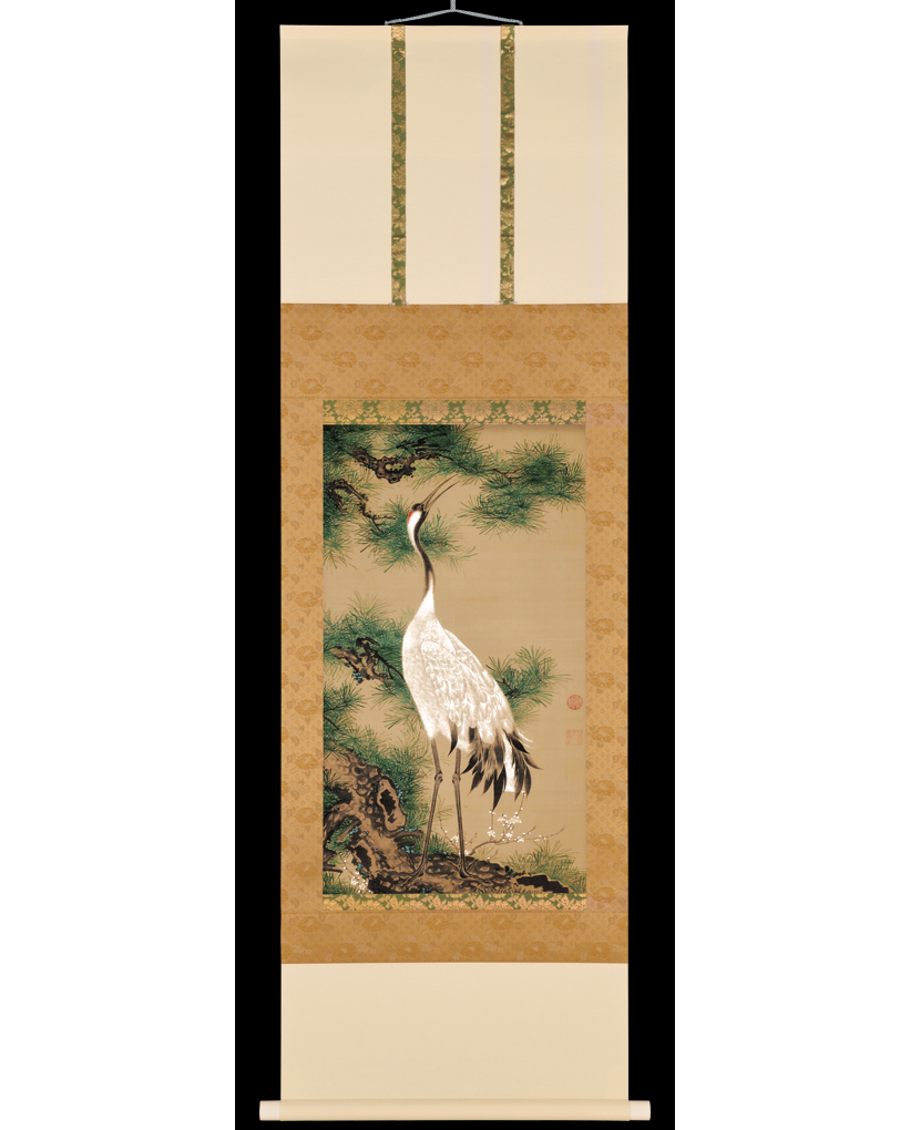 不詳/作者不詳/松に双鶴図/中国画/大幅/布袋屋掛軸HJ-973 白鶴図 松に鶴<small>（軸装）</small> | 商品紹介 | 美術品複製画販売