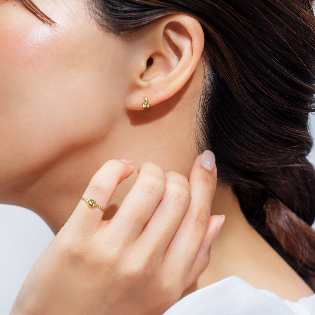 ペリドット K10/K18/PTピアス(片耳)・リゼッテ