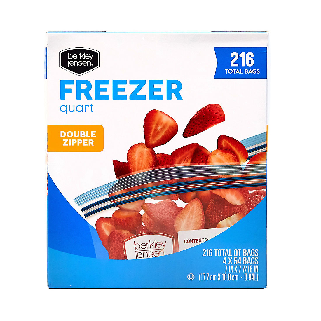 Berkley Jensen Freezer Quart Double Zip Bags, 216 ct. | BJ's