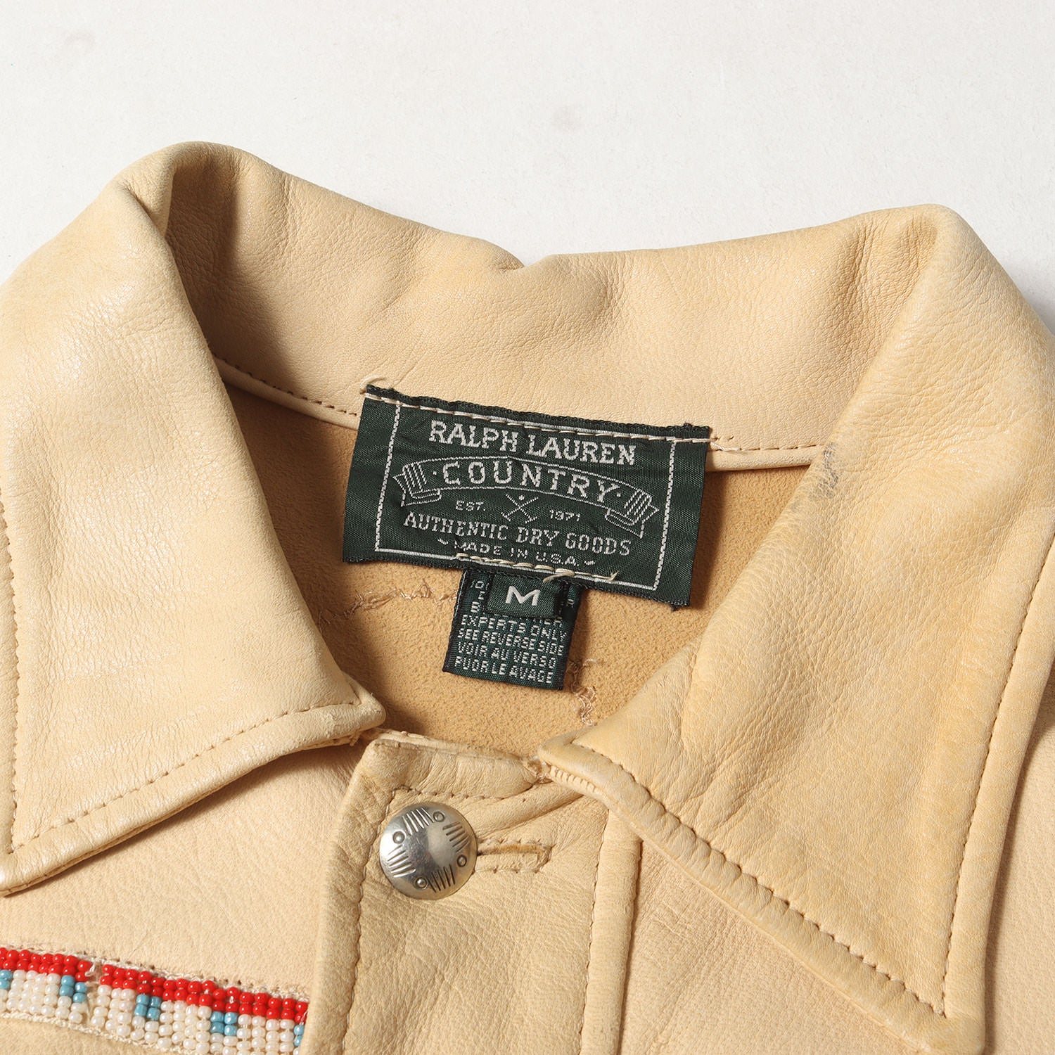 90s ネイティブ ビーズ フリンジ ディアスキンレザー ジャケット(USA製