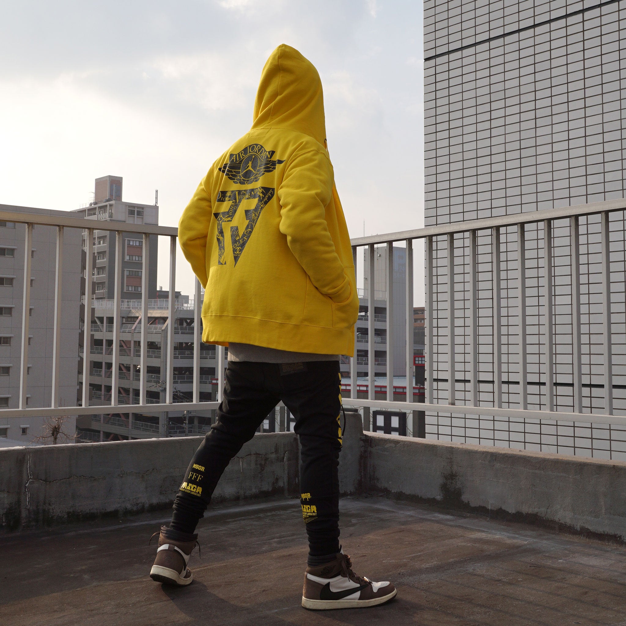 GLOGANGユニークフードパーカー 赤青 CLOGANG ユニークフードパーカー