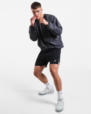 Genaro Oversized Windbreaker Crew - Charcoal | BOXRAW