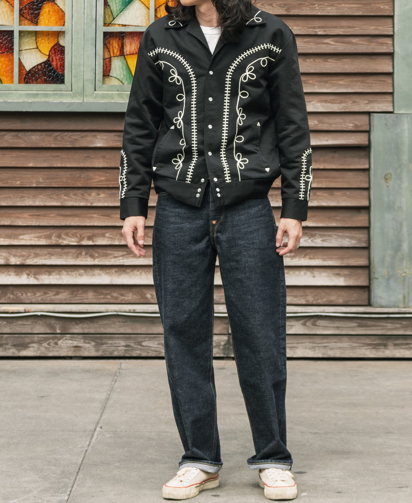 1950s Bolero Musician Rockabilly Embroidered Jacket - Black