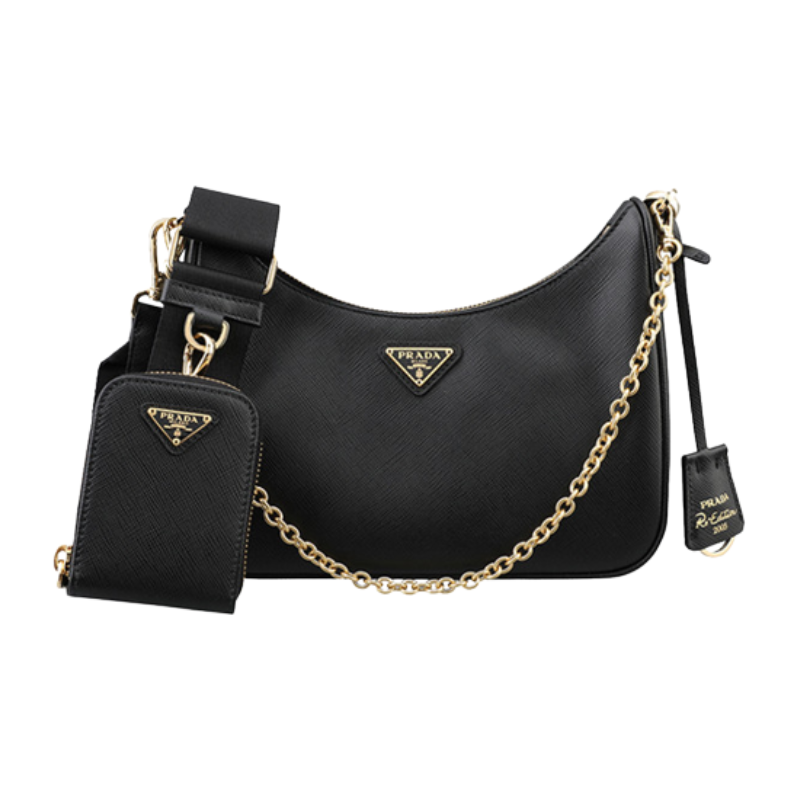 プラダ サフィアーノ リナイロン ポーチ トライアングルロゴ ブラック