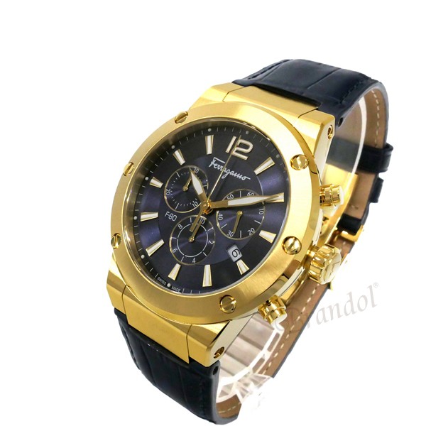 Brandol / Ferragamo フェラガモ メンズ腕時計 F-80 クロノグラフ 44mm