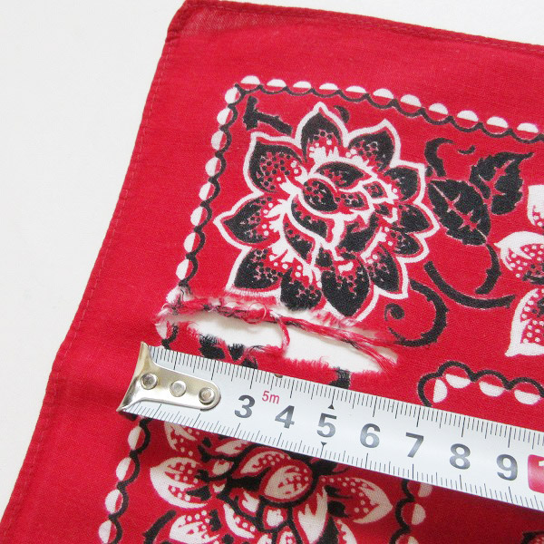 レア/USA製/50's/片耳/下鼻/象/ビンテージ/バンダナ/赤/花柄/フラワー