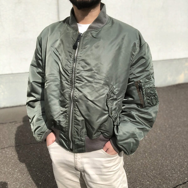 USA製/SCHOTT/ショット/MA-1/フライトジャケット/緑系【XL】ビッグ
