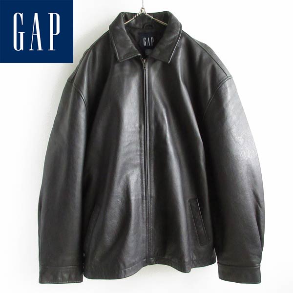 90s GAP オールドギャップ 肉厚 レザージャケット 黒 XXL Tバック