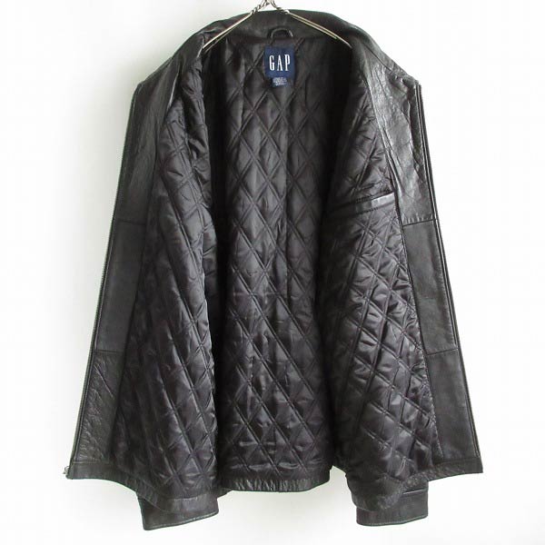 90s GAP オールドギャップ 肉厚 レザージャケット 黒 XXL Tバック
