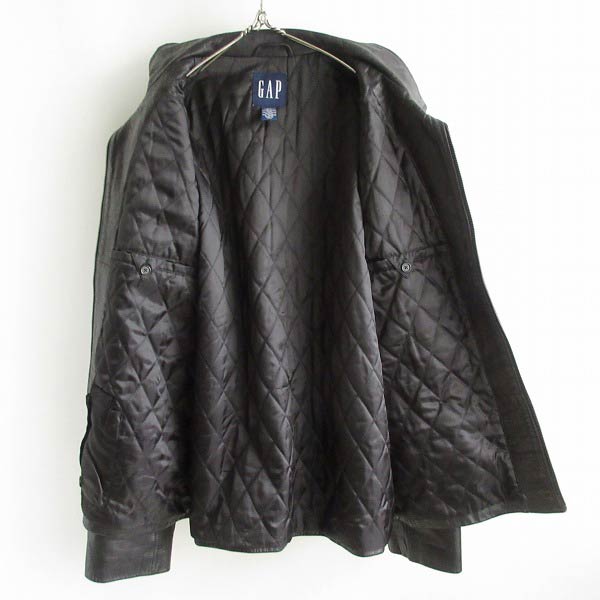 90s GAP オールドギャップ 厚手 レザージャケット 黒 XL ショート