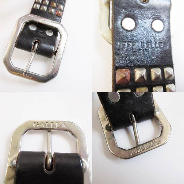 USA製 JEFF GALLEA ジェフ ガリア スタッズベルト 黒 表記S/W29～33