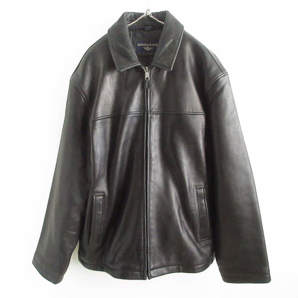 90s DOCKERS ドッカーズ 高品質 ラム レザー ジャケット 黒 L レザー