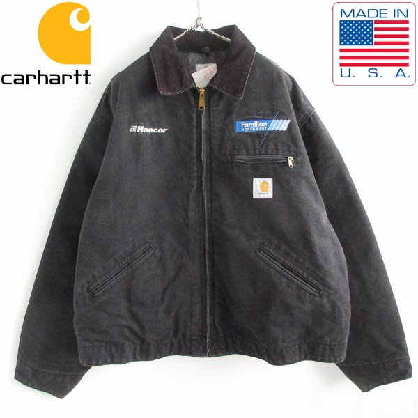 90s USA製 carhartt デトロイト ジャケット JB105 黒 フェード