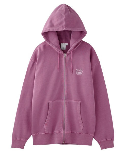 X-girl（エックスガール）の「MESSAGE AND FACE FADED ZIP UP SWEAT