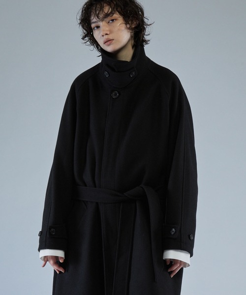 VELNUS】Beautiful silhouette 2way melton oversten collar coat