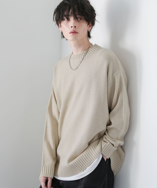 セール】ウォッシャブル5ゲージロングオーバーサイズ クルーネック