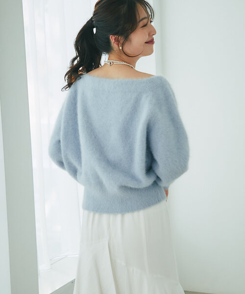 セール】ヘアリーウールカシミヤ混オフショルニット（ニット/セーター