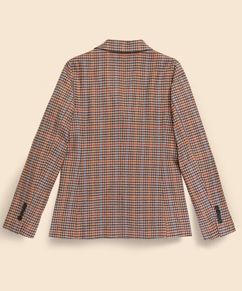 セール】ウールブレンド ガンクラブチェック ダブル4ボタン ピーク