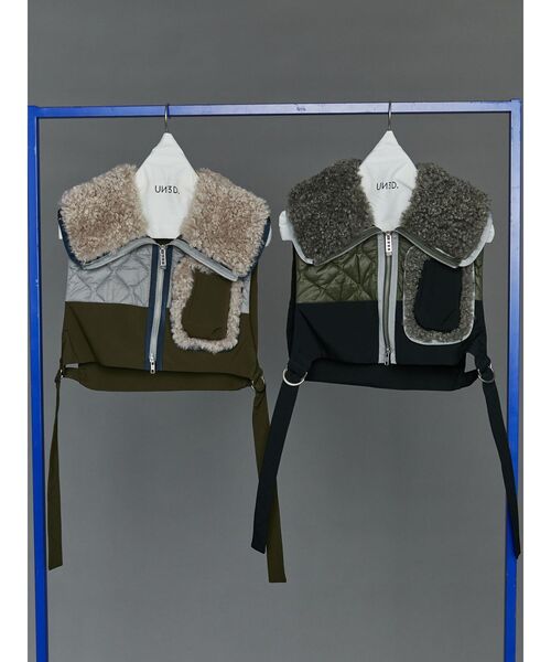 UN3D.（アンスリード）の「BIG COLLAR FABRIC MIX VEST / ビッグカラー
