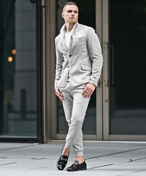 SOMEDIFF】Anti Pilling イタリアンカラージャケット+スウェットパンツ