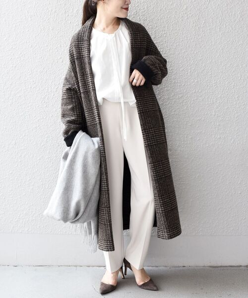 SHIPS（シップス）の「〈手洗い可能〉イタリアンチェックロング羽織り