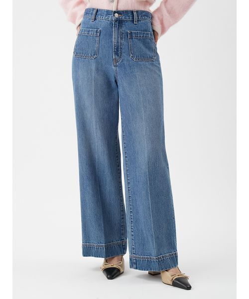 パッチポケットデザインシガレットデニムパンツ（デニムパンツ）｜Mila