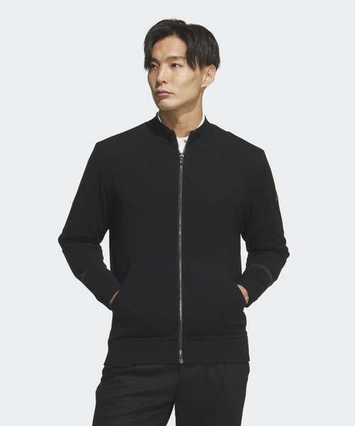 セール】防風性に優れた裏地付きフルジップ ニットセーター【adidas