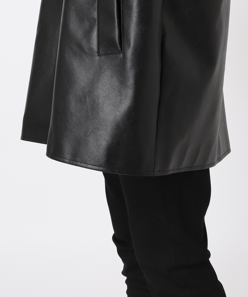 ウォッシャブル フェイクレザーファー襟付カバーオール（カバーオール