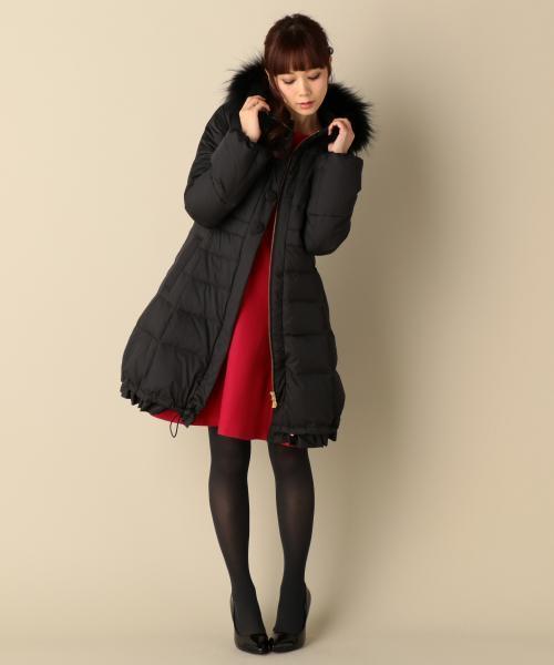 DOLLY GIRL BY ANNA SUI ロングダウンコート 薔薇 黒 M DOLLY GIRL BY