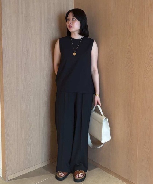 セール】ノースリトップスワイドパンツSET UP（パンツドレス）｜Mila