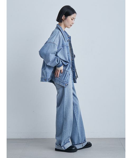 裾折り返しストレート美脚デニム（デニムパンツ）｜MIESROHE