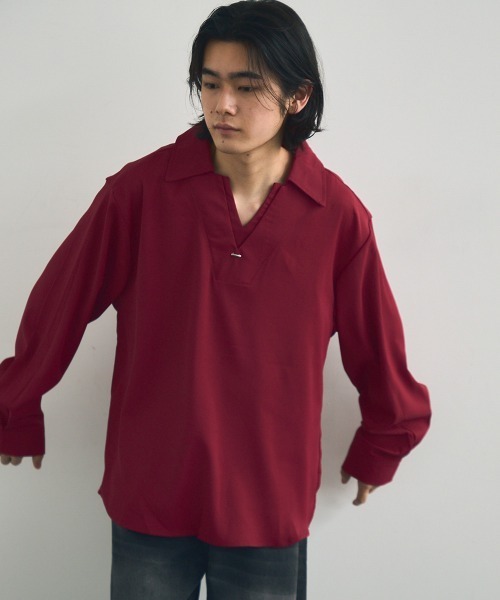 セール】Skipper long sleeve pullover shirt / スキッパーロング