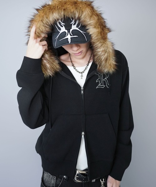 セットアップ可能】2WAY短丈ダブルジップパーカー/ライトストーン/ワン