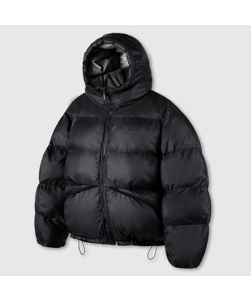 2WAYハイネックオーバーサイズフードパディングジャケット[ブラック